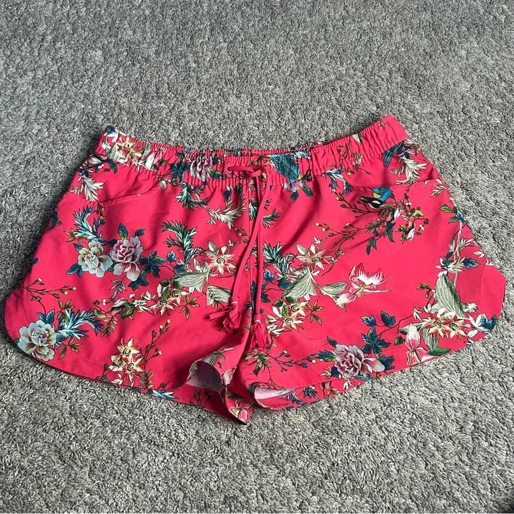 Johnny Was Malakye Board Shorts small coral birds tropical vacation floral trip